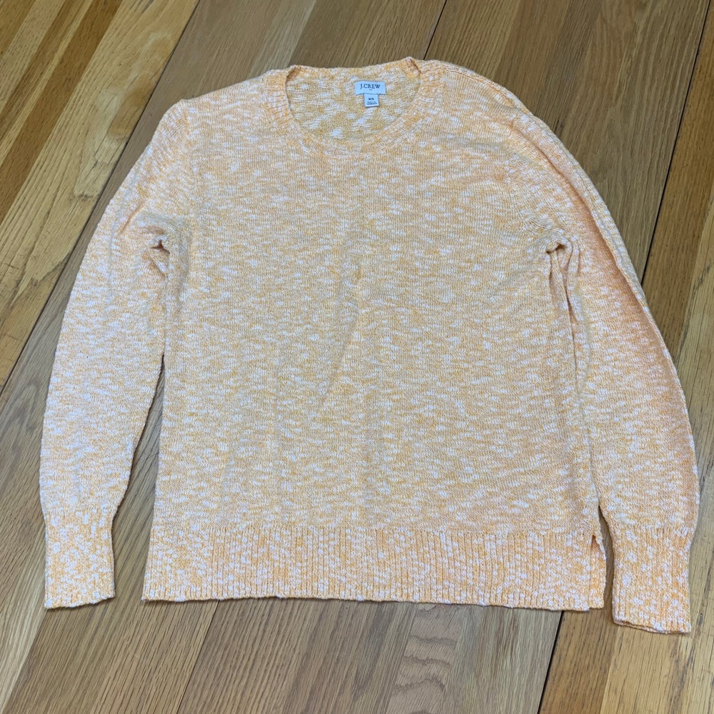 J Crew Marled Peach‎ White Crew Neck Long Sleeve Sweater Womens Size XS Crew
